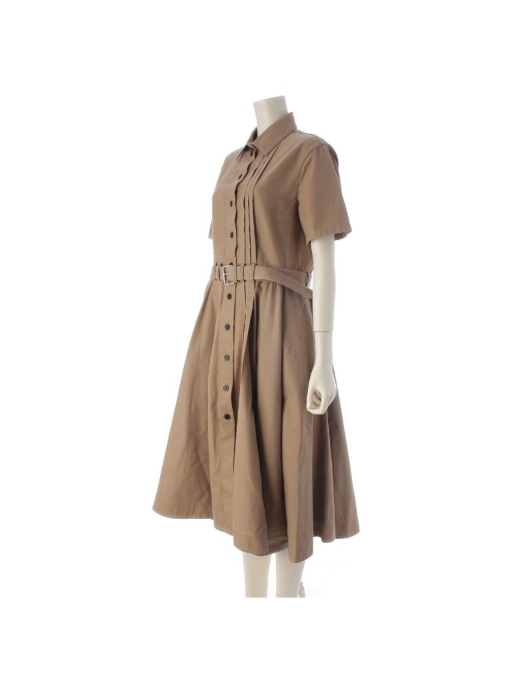Dior Cotton Logo Belt Short Sleeve Dress Midi Beige 38 - Picture 2 of 10